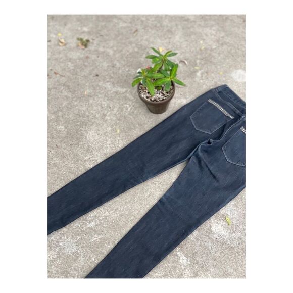 Joe Fresh Dark Wash Slim Jeans Mid Rise Studded Pockets Sz 4 - Picture 4 of 9